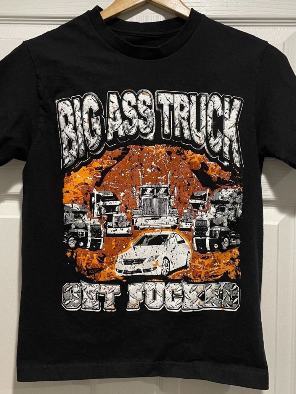 Big Ass Truck Graphic T-Shirt Men's Size S Black Heavy Cotton Blend Tee